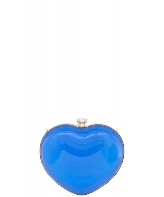 Transparent Heart Shaped Clutch Bag 6319 BLUE